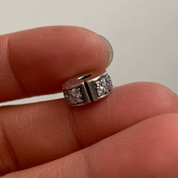 Authentic Pandora CZ Bling Sparkling Charm Safety Clip Stopper Spacer - Picture 6 of 9